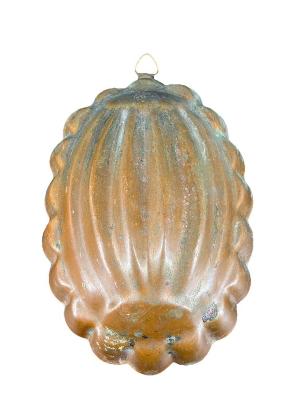 Antique Vintage Copper Oval Melon Cake Jello Pudding Mold Wall Hanger Primitive